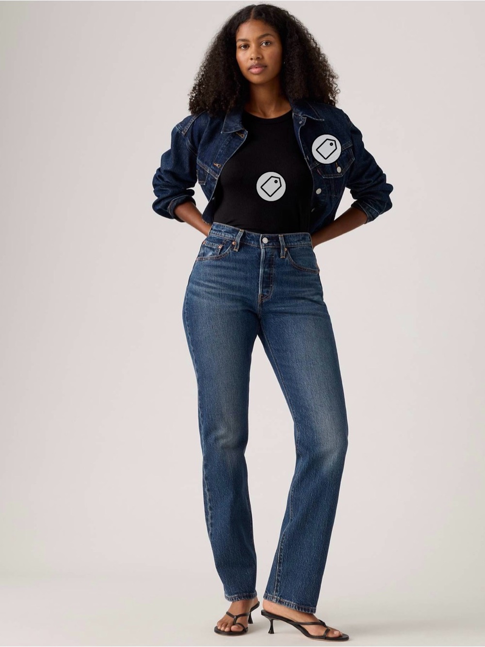 Levi's High-Rise Straight Jeans — Dark Indigo Blue 501 C